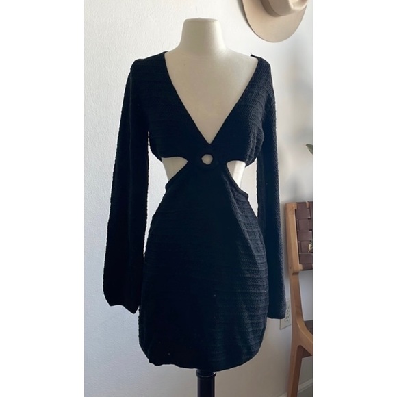 Black Cutout Dress Knit NWT Forever 21 M - Picture 2 of 6